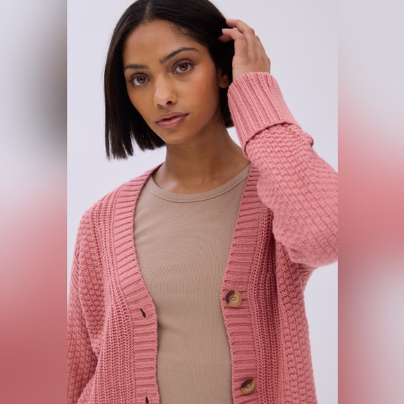 Pink Chunky Knit Cardigan - Picture 6 of 7